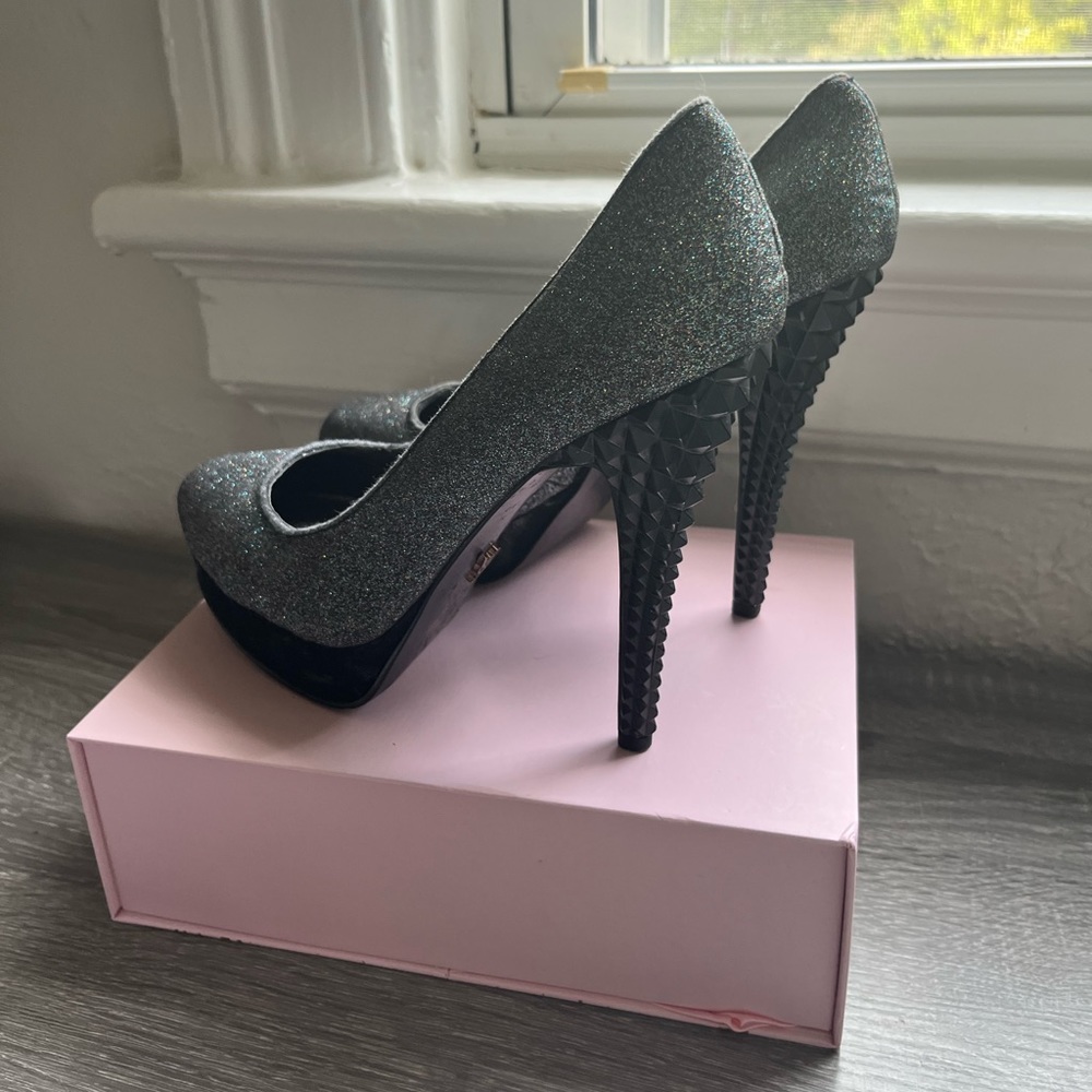 Sparkly Rachel Roy Heels with geometric heel